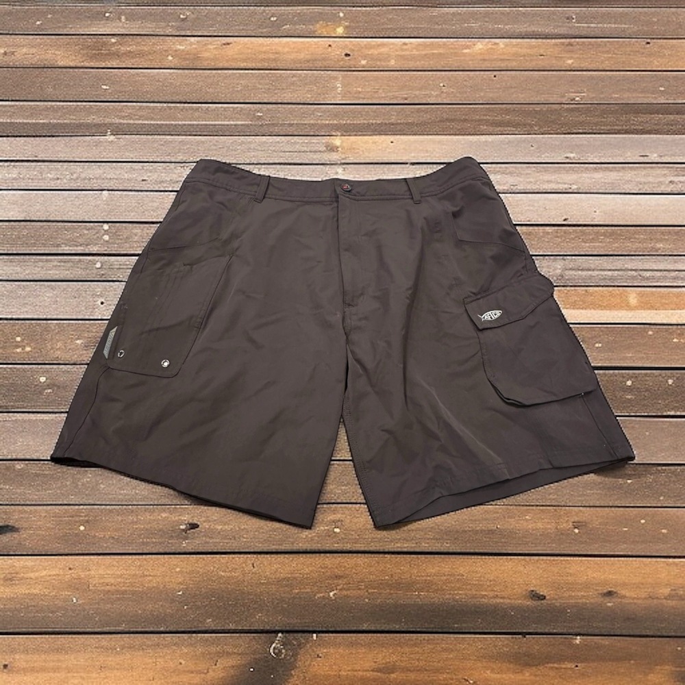 AFTCO Fishing Cargo Shorts Mens Size 42 Black Water Repellent Quick Dry Nylon
